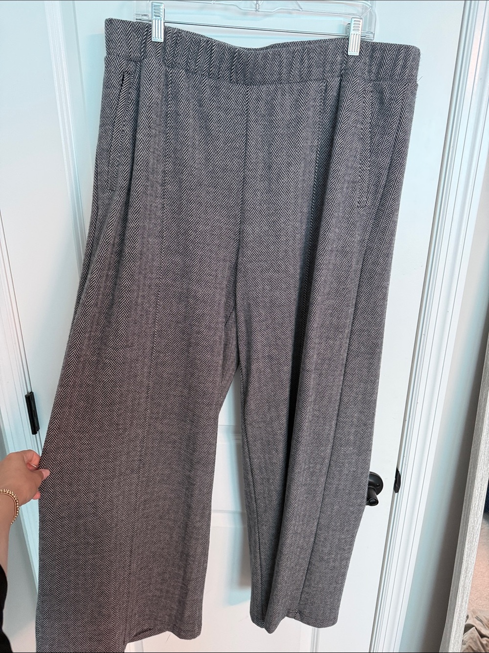 Universal Standard Gray Wide-Leg Herringbone Trousers